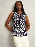 Hobbs Nadine Floral Top, Navy/Ivory