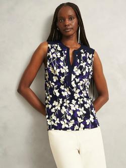 Hobbs Nadine Floral Top, Navy/Ivory, Navy/Ivory