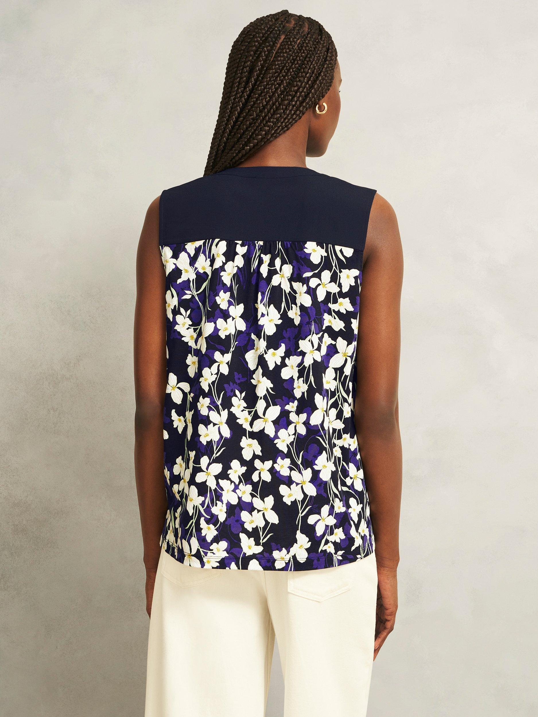 Product image 2 of 5, which shows Hobbs Nadine Floral Top, Navy/Ivory, L