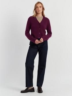 Chinti & Parker V-Neck Pure Cashmere Cardigan, Mulberry, Mulberry