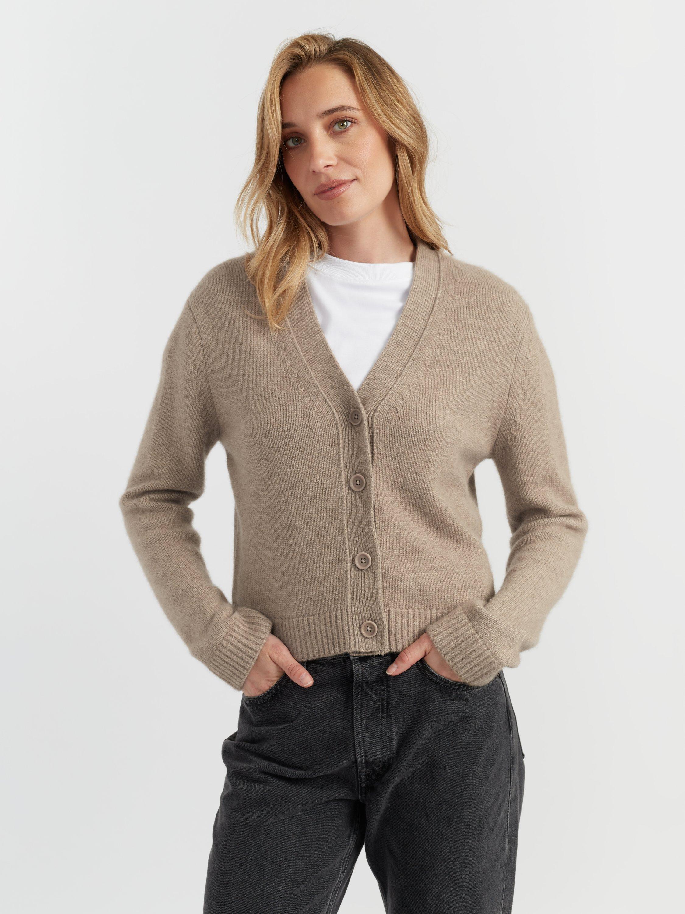 Product image 3 of 4, which shows Chinti & Parker Pure Cashmere Cardigan, Warm Oatmeal, XS