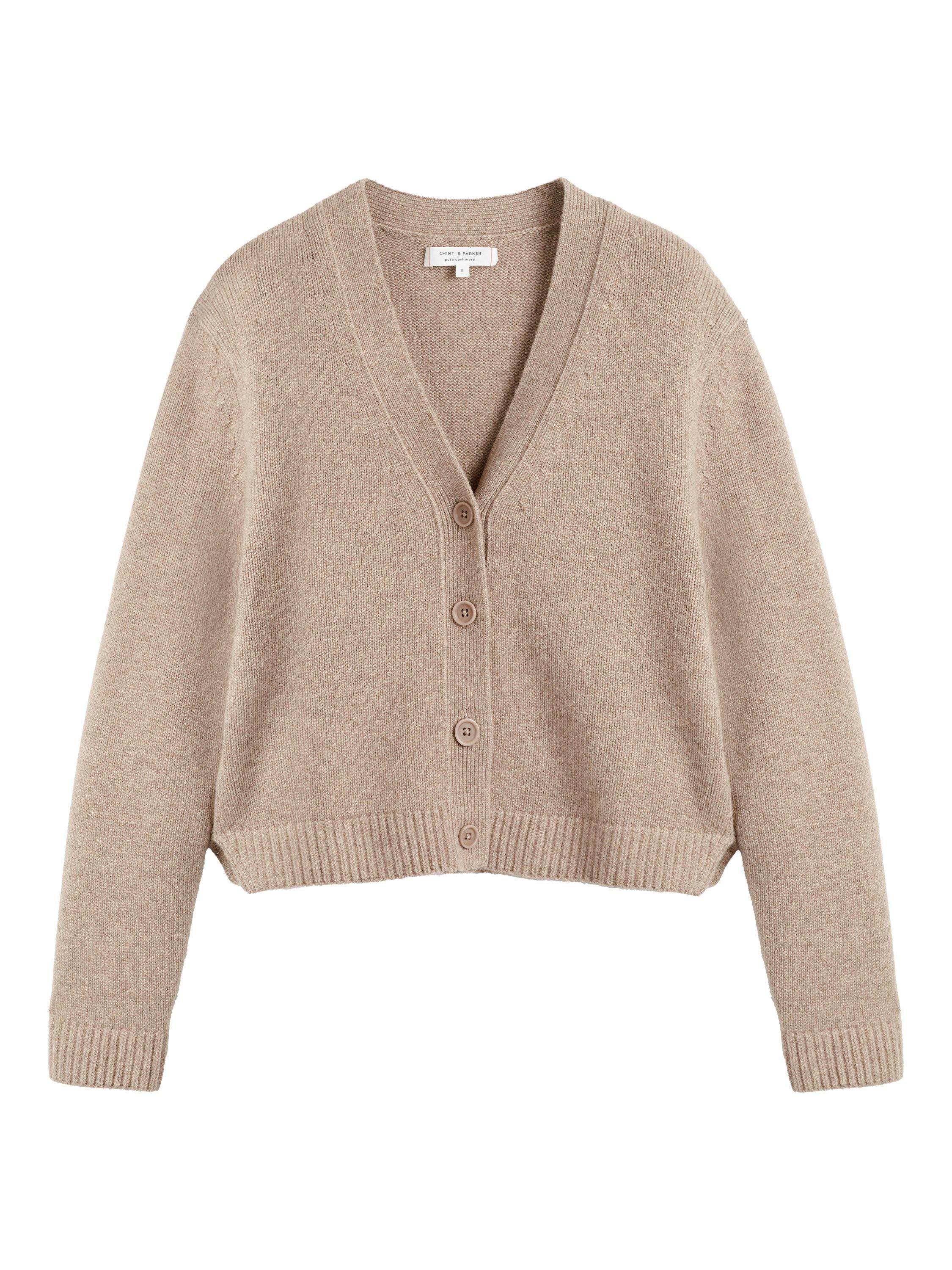 Product image 4 of 4, which shows Chinti & Parker Pure Cashmere Cardigan, Warm Oatmeal, XS