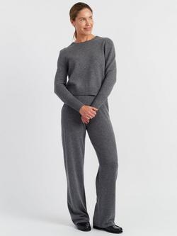 Chinti & Parker Pure Cashmere Wide-Leg Pants, Mid Grey Melange