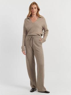 Chinti & Parker Pure Cashmere Wide-Leg Pants, Warm Oatmeal