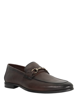 Dune London Seymore Leather Flex Sole Trim Loafers, Dark Brown - view 2, Dark Brown