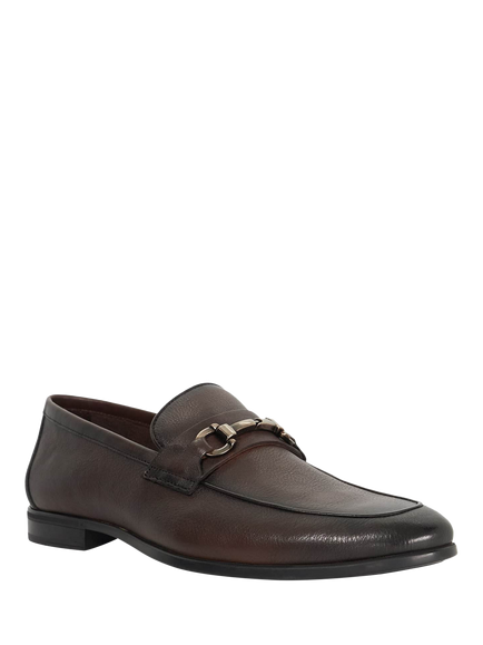 Dune London Seymore Leather Flex Sole Trim Loafers, Dark Brown - view 2, Dark Brown