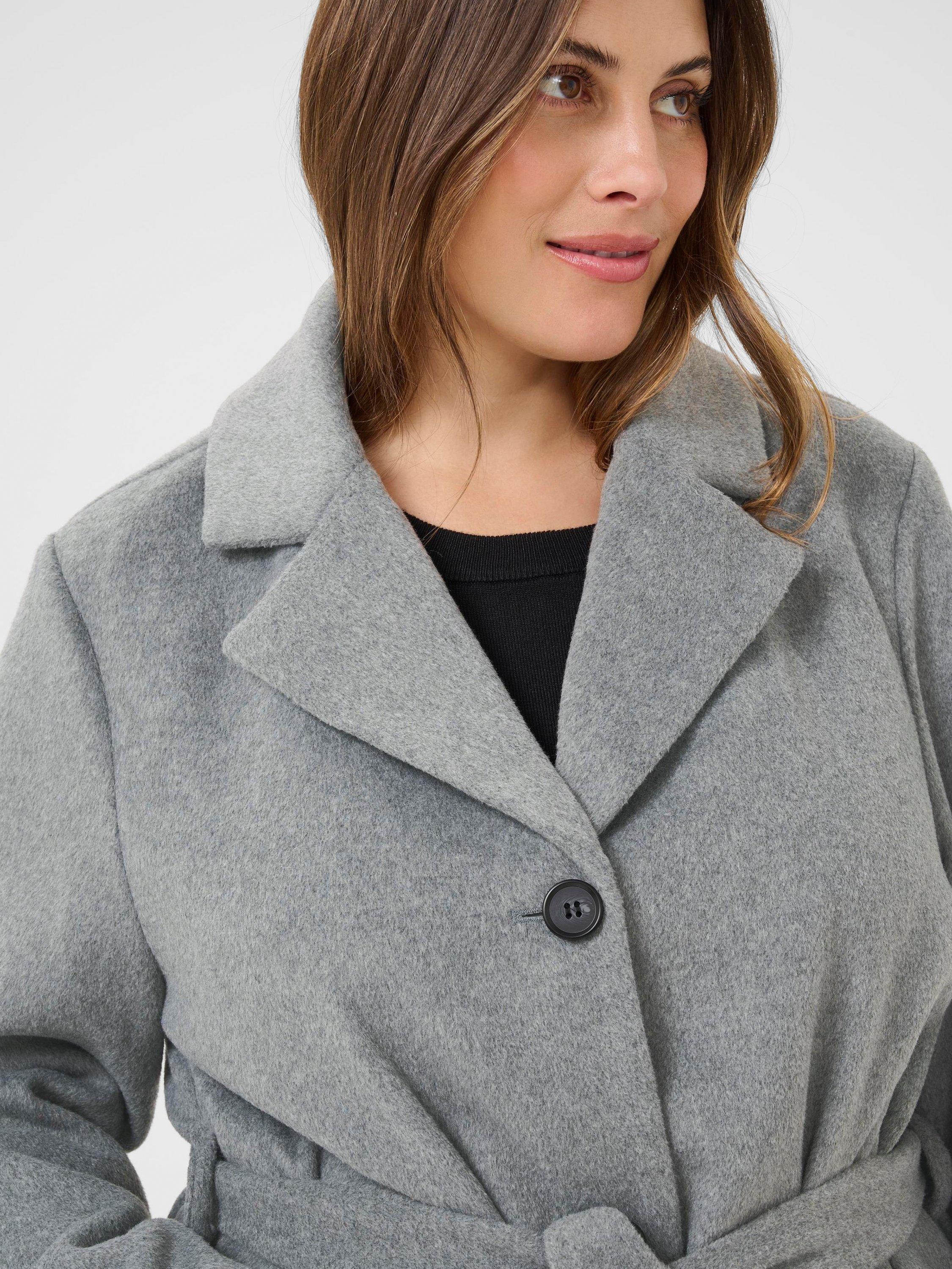 Product image 3 of 5, which shows KAFFE Curve Elina Belted Longline Coat, Mid Grey, 18