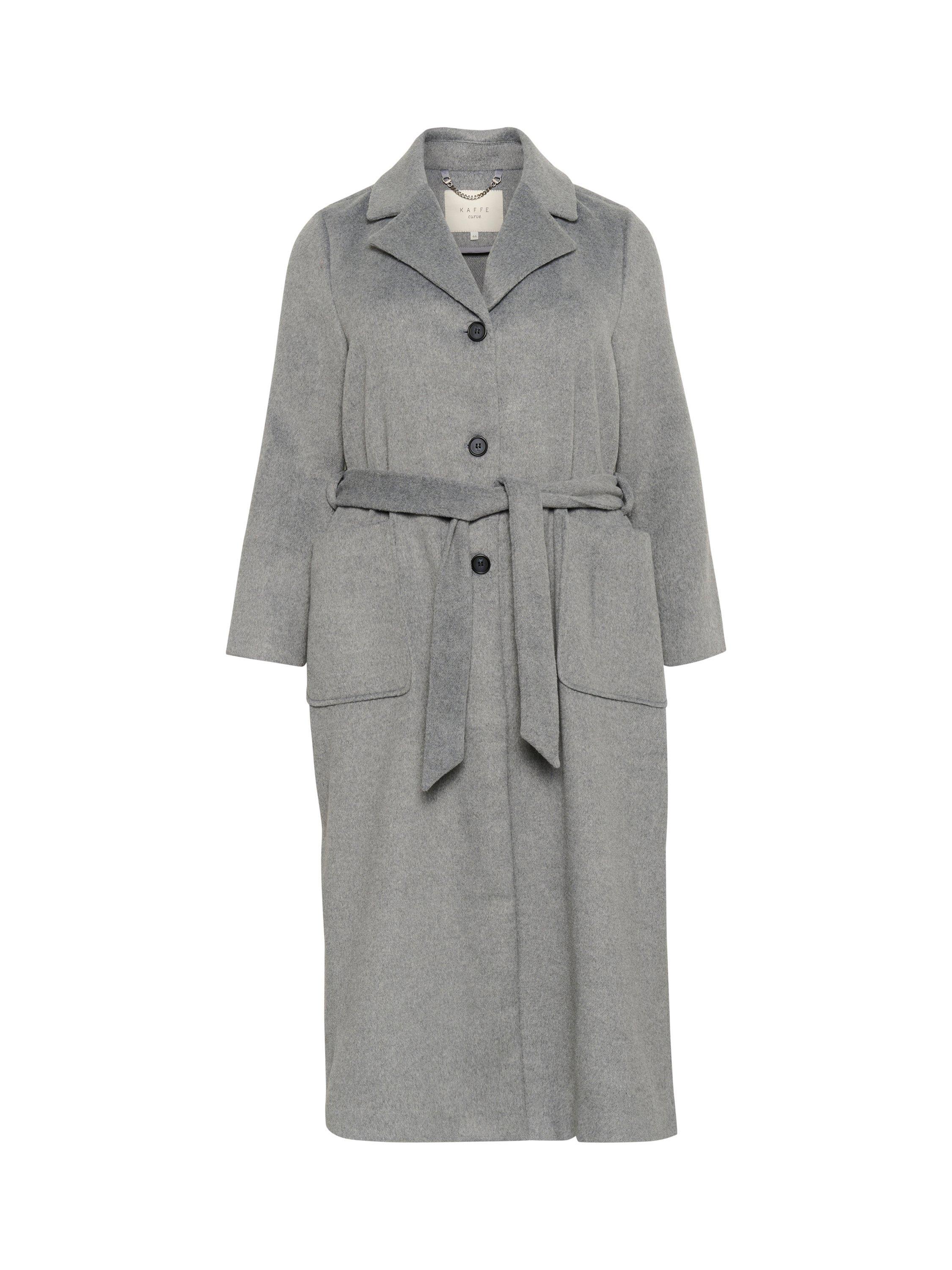 Product image 4 of 5, which shows KAFFE Curve Elina Belted Longline Coat, Mid Grey, 18