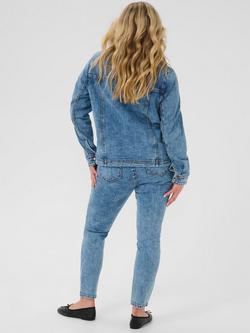 KAFFE Curve Elona Denim Jacket, Mid Blue - view 2, Mid Blue