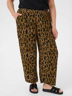 KAFFE Curve Molly Ami Leopard Print Trousers, Brown/Multi