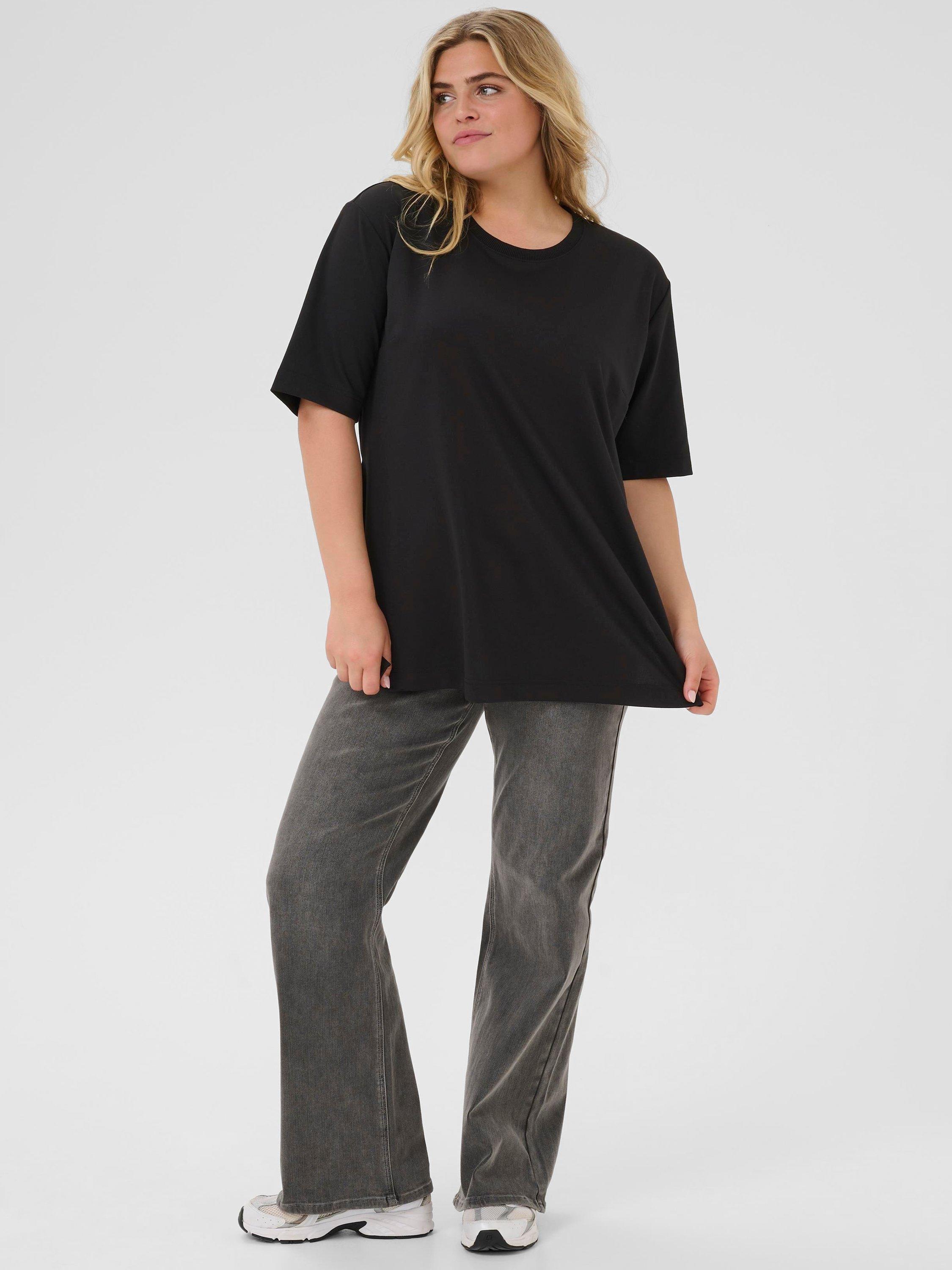Product image 3 of 6, which shows KAFFE Curve Jenna Short Sleeve T-Shirt, Black, S
