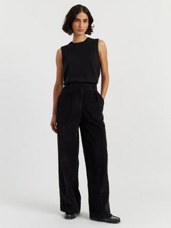 Chinti & Parker High Rise Wide Leg Corduroy Trousers, Black