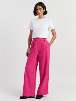 Chinti & Parker High Rise Wide Leg Corduroy Trousers, Hot Pink