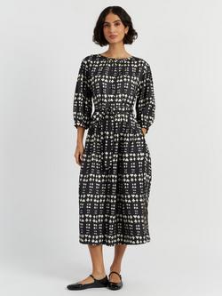 Chinti & Parker Queen of Hearts Midi Dress, Black/White, Black/White