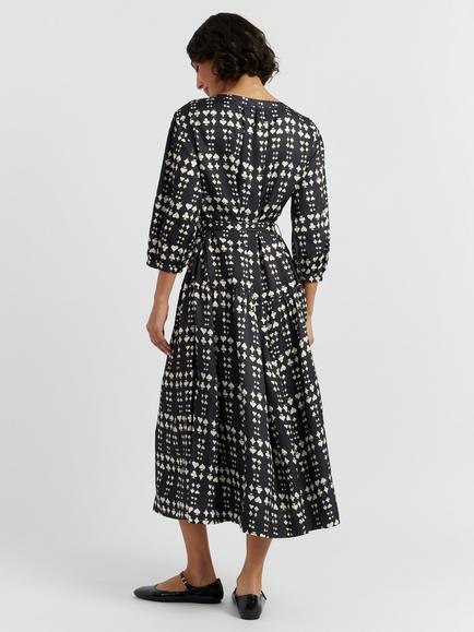 Chinti & Parker Queen of Hearts Midi Dress, Black/White - view 2, Black/White