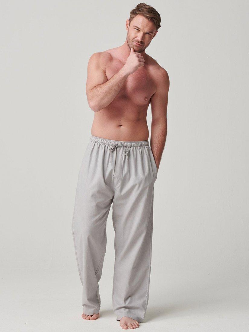 Product image 1 of 5, which shows British Boxers Herringbone Cotton Twill Pyjama Trousers, Armoury Grey, S
