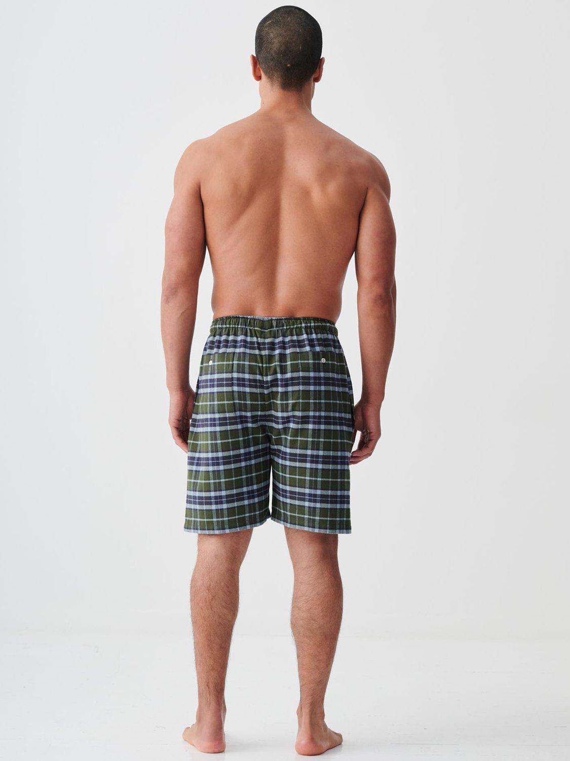 Product image 4 of 7, which shows British Boxers Tartan Brushed Cotton Pyjama Shorts, Jura, S