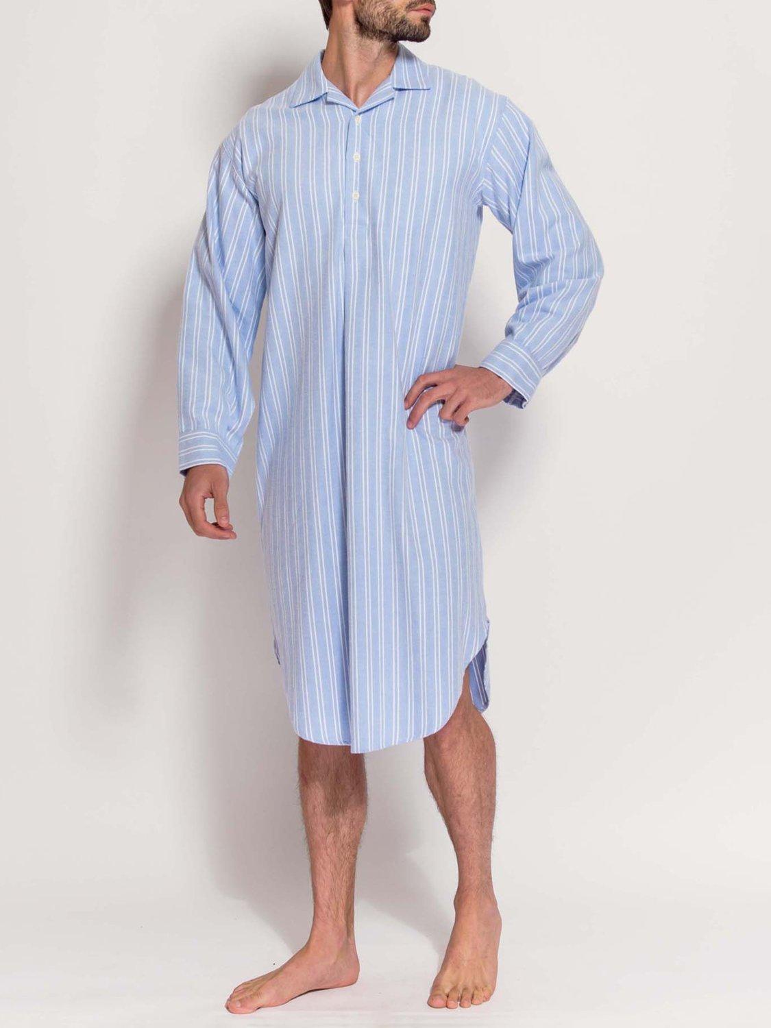 Product image 2 of 4, which shows British Boxers Westwood Stripe Cotton Nightshirt, Blue, S