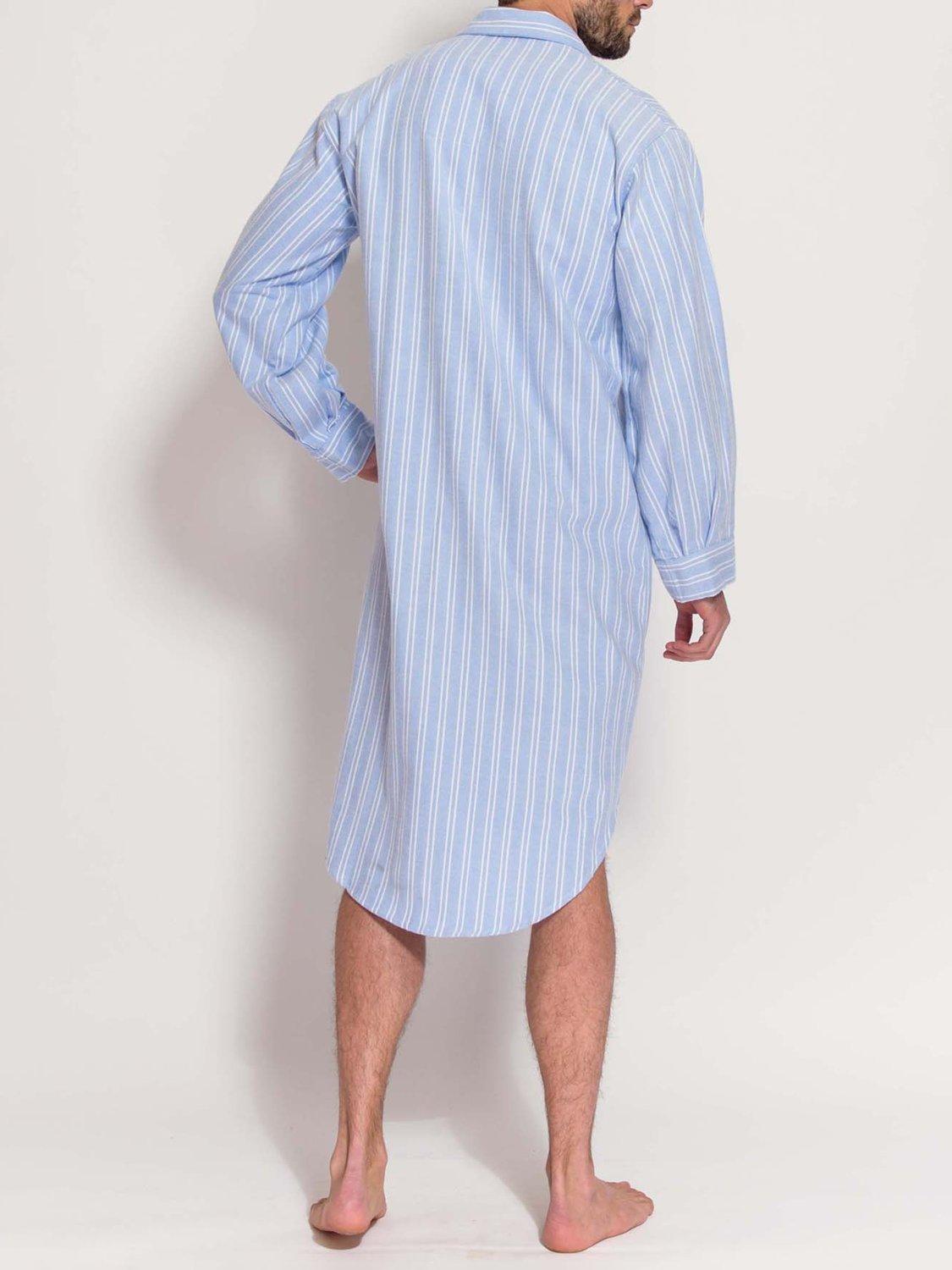 Product image 3 of 4, which shows British Boxers Westwood Stripe Cotton Nightshirt, Blue, S