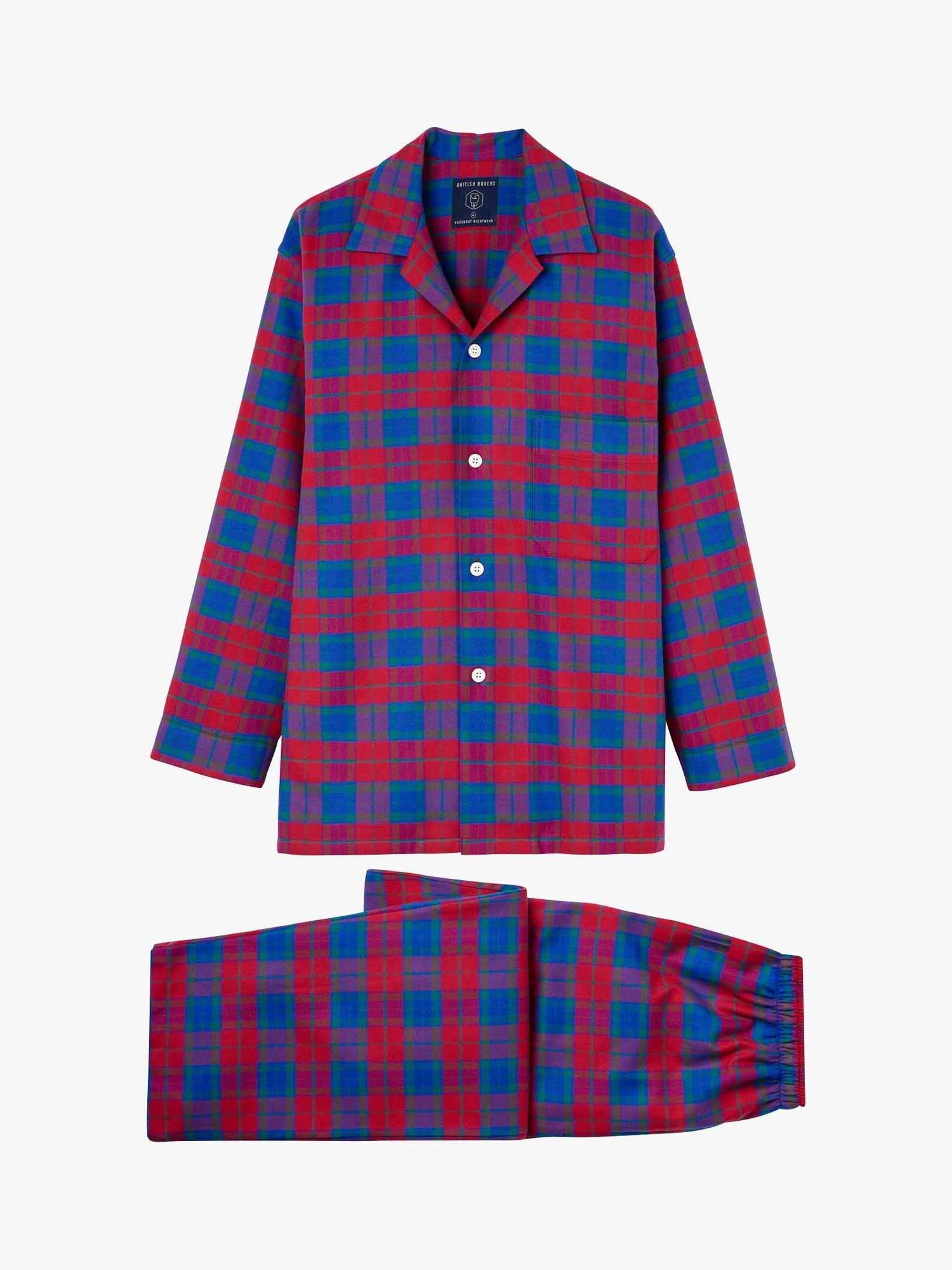 Product image 5 of 8, which shows British Boxers Tartan Cotton Pyjama Set, Bordeaux, S