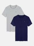 British Boxers Bamboo T-Shirt, Pack of 2, Grey/Navy