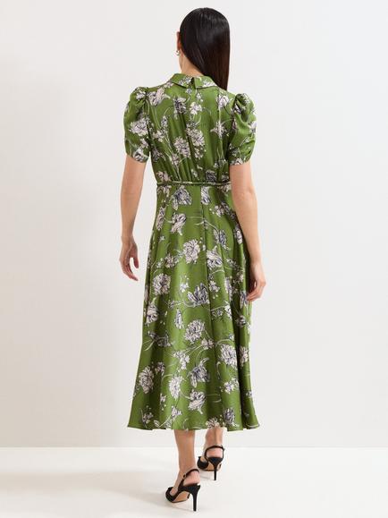 Phase Eight Bella Floral Midi Dress, Green - view 2, Green
