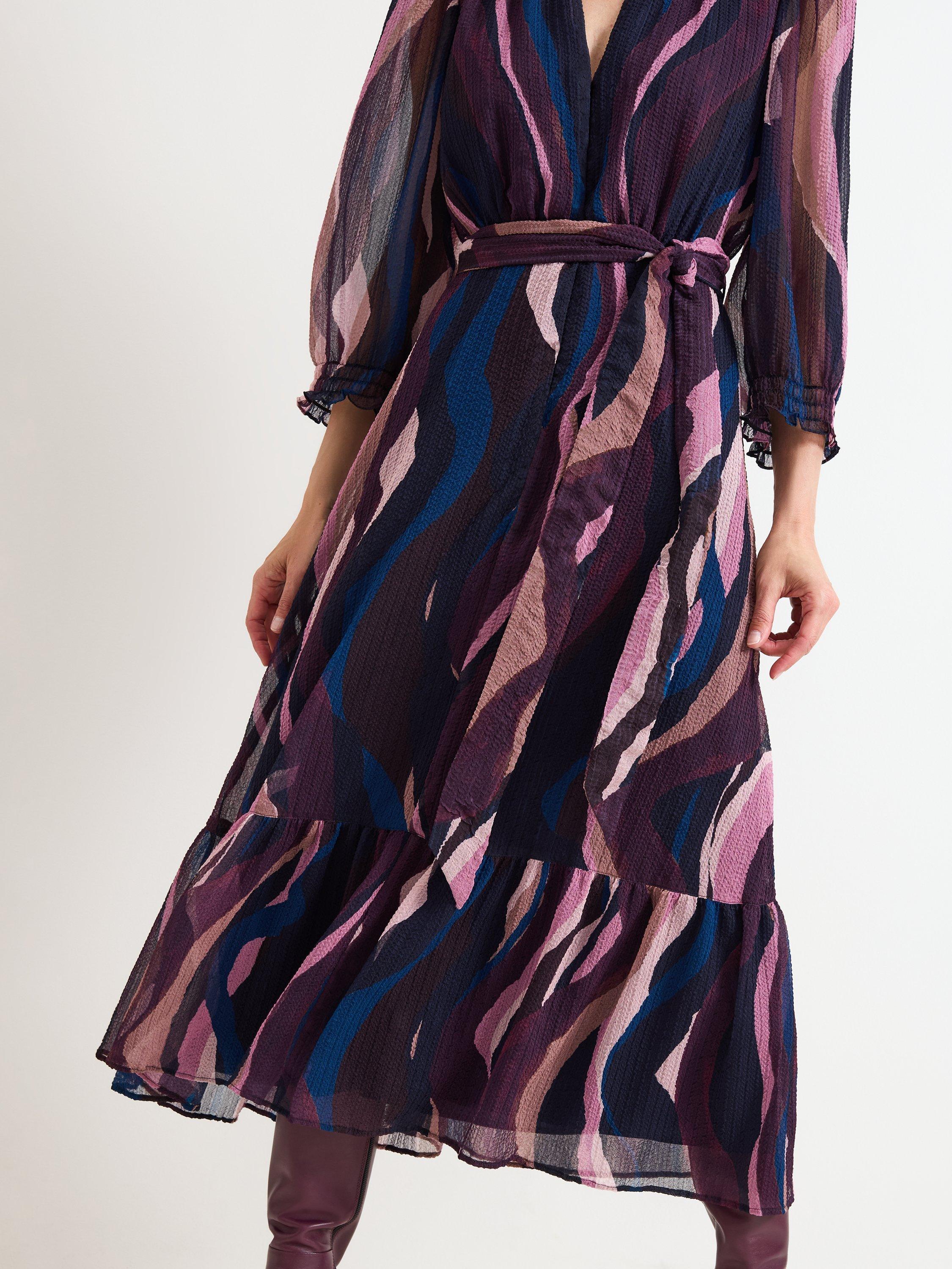 Product image 8 of 9, which shows Phase Eight Carra Swirl Midi Dress, Black/Multi, 10