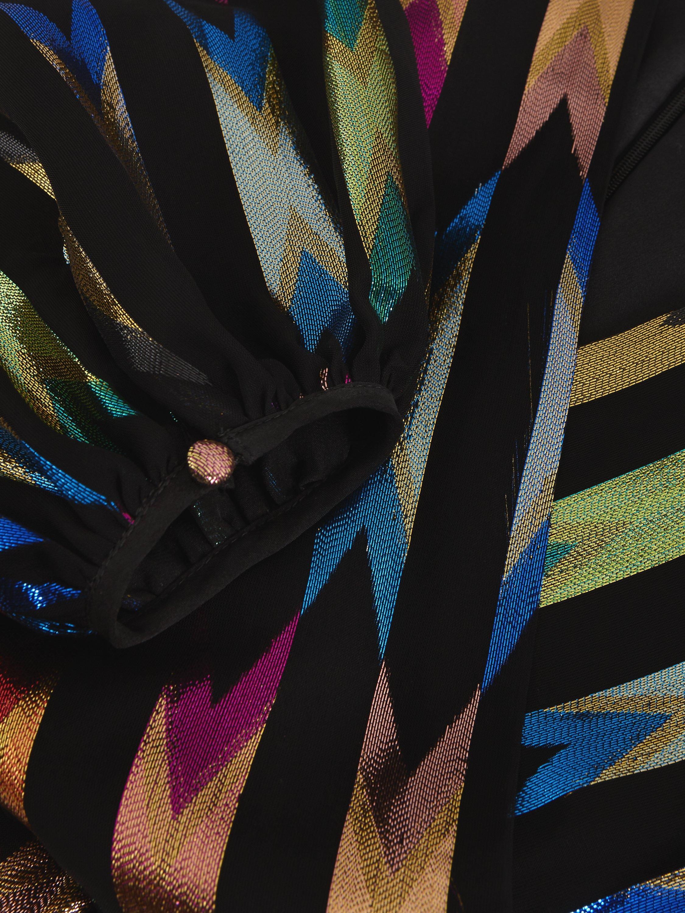 Product image 6 of 10, which shows Phase Eight Ellia Shimmer Maxi Wrap Dress, Black/Multi, 6