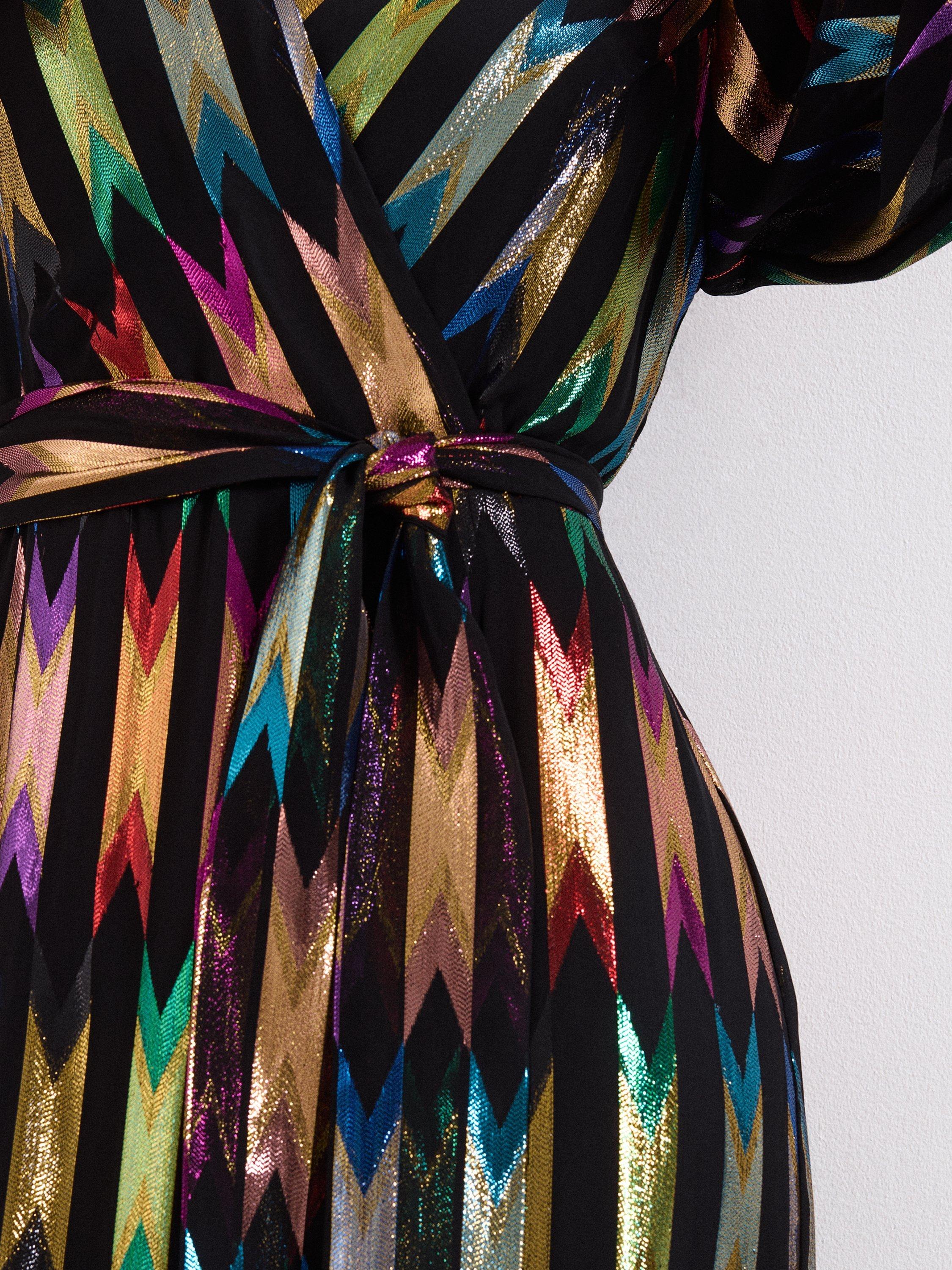 Product image 7 of 10, which shows Phase Eight Ellia Shimmer Maxi Wrap Dress, Black/Multi, 6