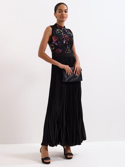 Phase Eight Lela Floral Sleeveless High Neck Maxi Dress, Black