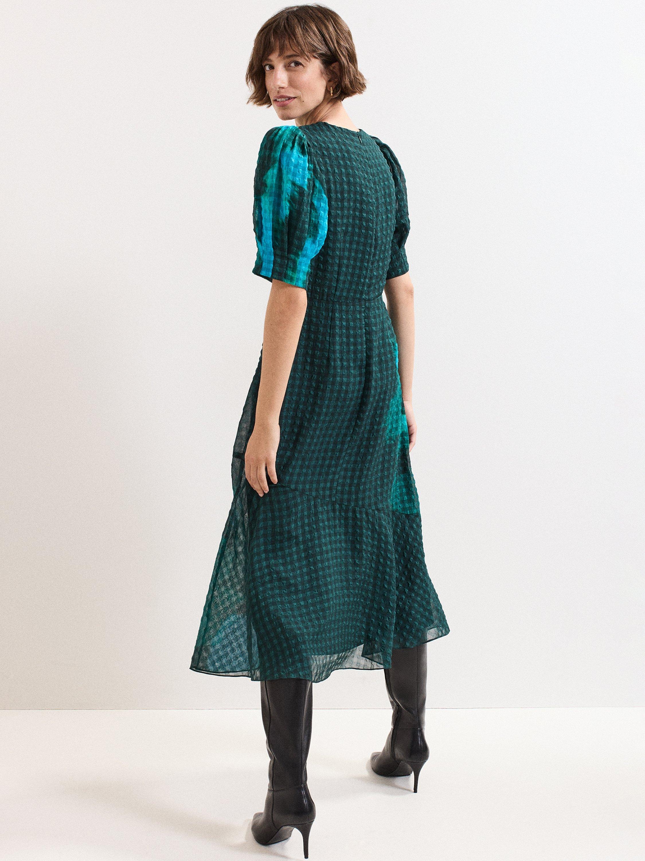Product image 2 of 8, which shows Phase Eight Nancy Floral Midi Dress, Green, 6