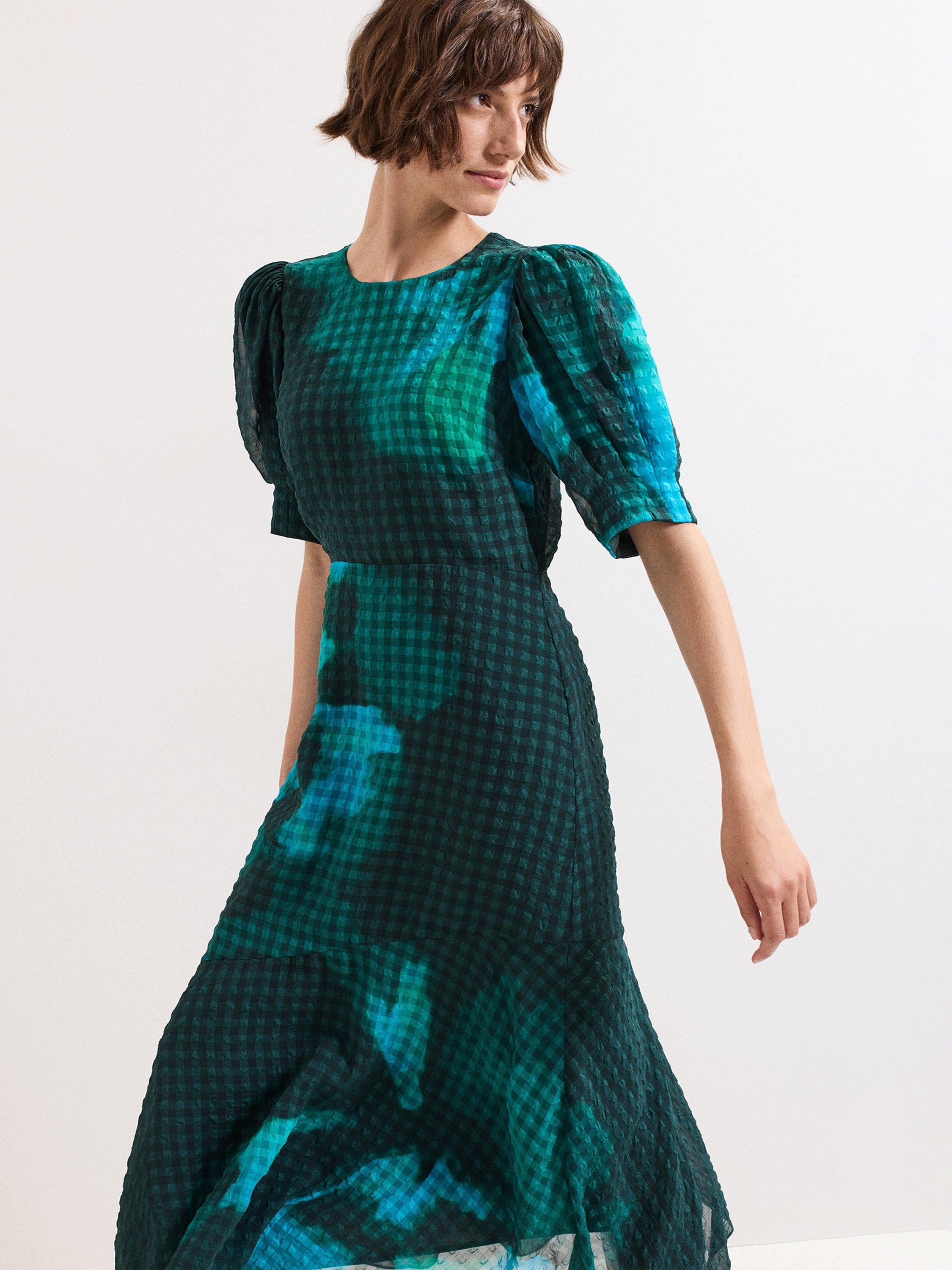 Product image 3 of 8, which shows Phase Eight Nancy Floral Midi Dress, Green, 6
