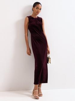 Phase Eight Petite Ava Velvet Maxi Dress, Burgundy, Burgundy