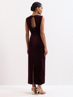 Phase Eight Petite Ava Velvet Maxi Dress, Burgundy - view 2, Burgundy