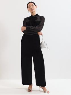 Phase Eight Petite Magie Long Balloon Sleeve Tie Neck Jumpsuit, Black