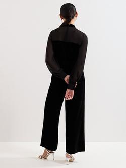 Phase Eight Petite Magie Long Balloon Sleeve Tie Neck Jumpsuit - view 2, Black