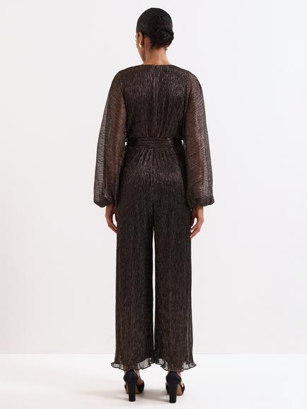 Phase Eight Rachel Long Balloon Sleeve V Neck Jumpsuit - view 2, Gold