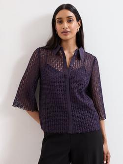 Phase Eight Romilly Lace Shirt, Purple, Purple