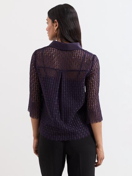 Phase Eight Romilly Lace Shirt, Purple - view 2, Purple