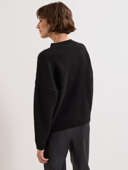 Phase Eight Dasha Embellished Jumper, Black/Ivory - view 2, Black/Ivory