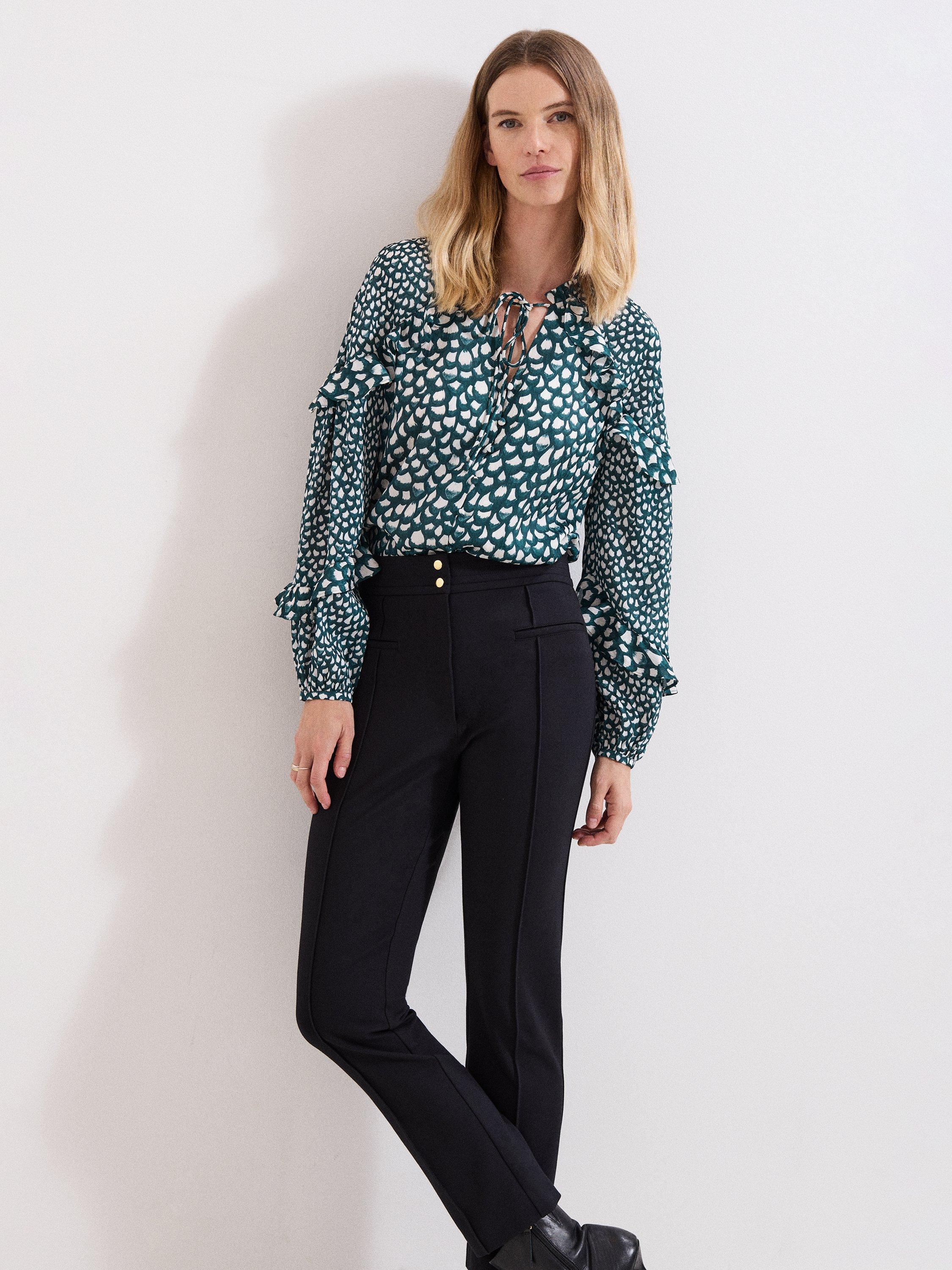 Product image 8 of 8, which shows Phase Eight Keri Petite Mid Rise Tailored Trousers, Black, 6