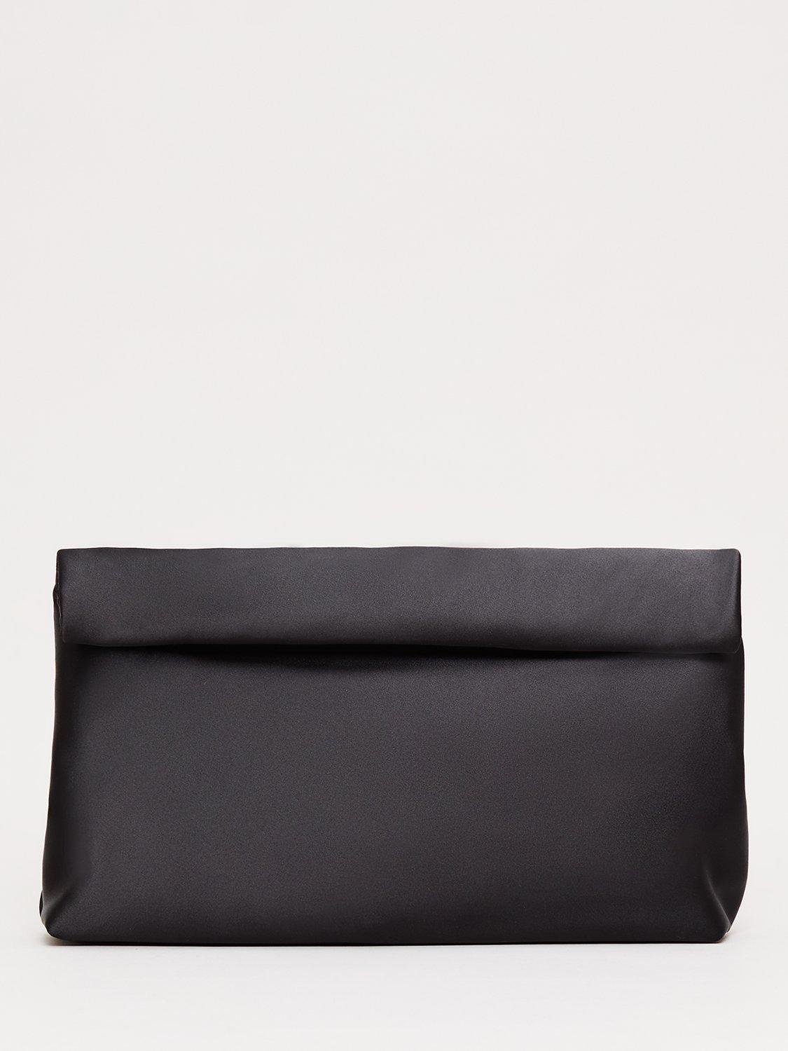 Product image 1 of 6, which shows Phase Eight Satin Rollover Bag, Black, One Size