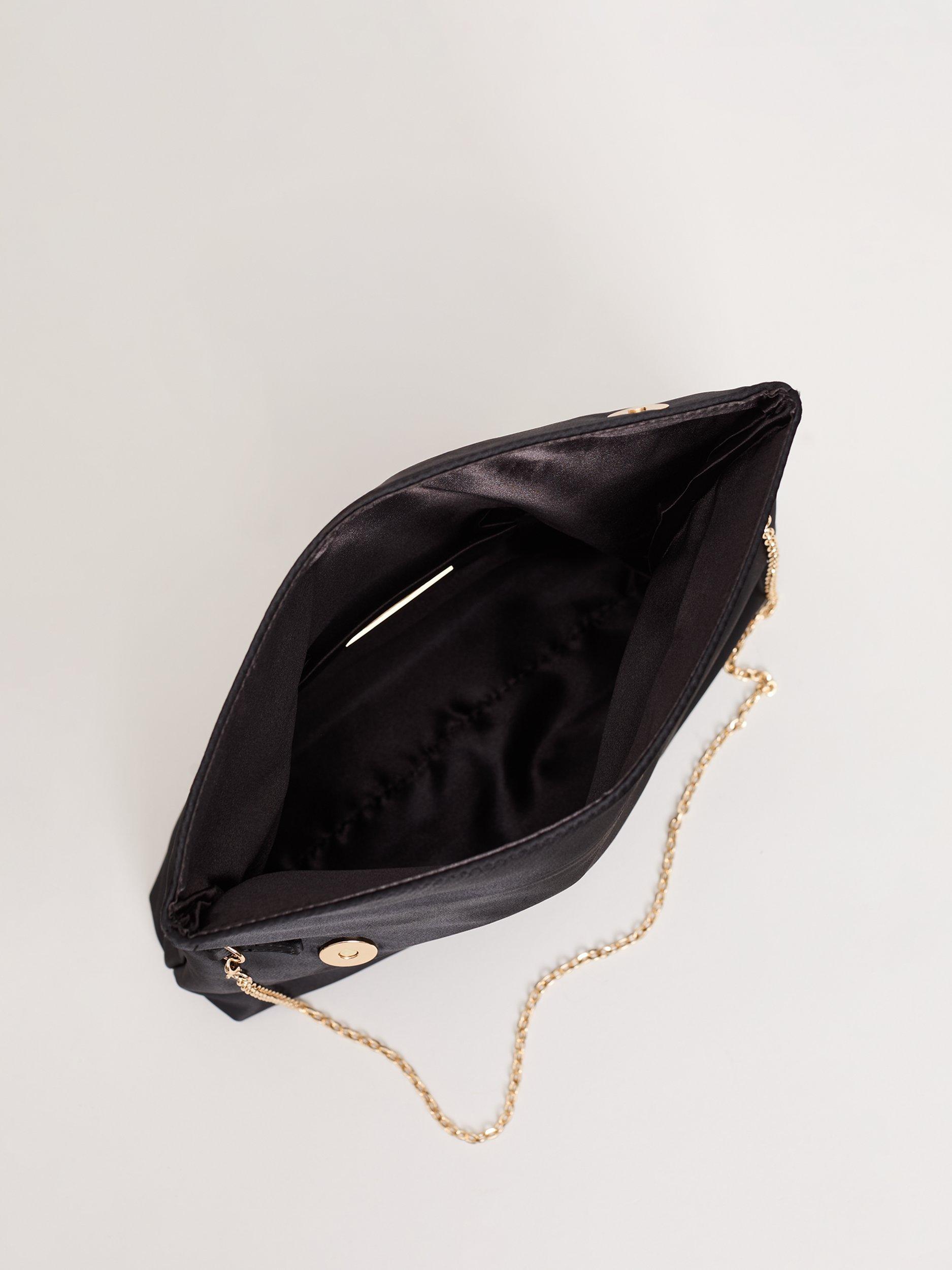 Product image 3 of 6, which shows Phase Eight Satin Rollover Bag, Black, One Size
