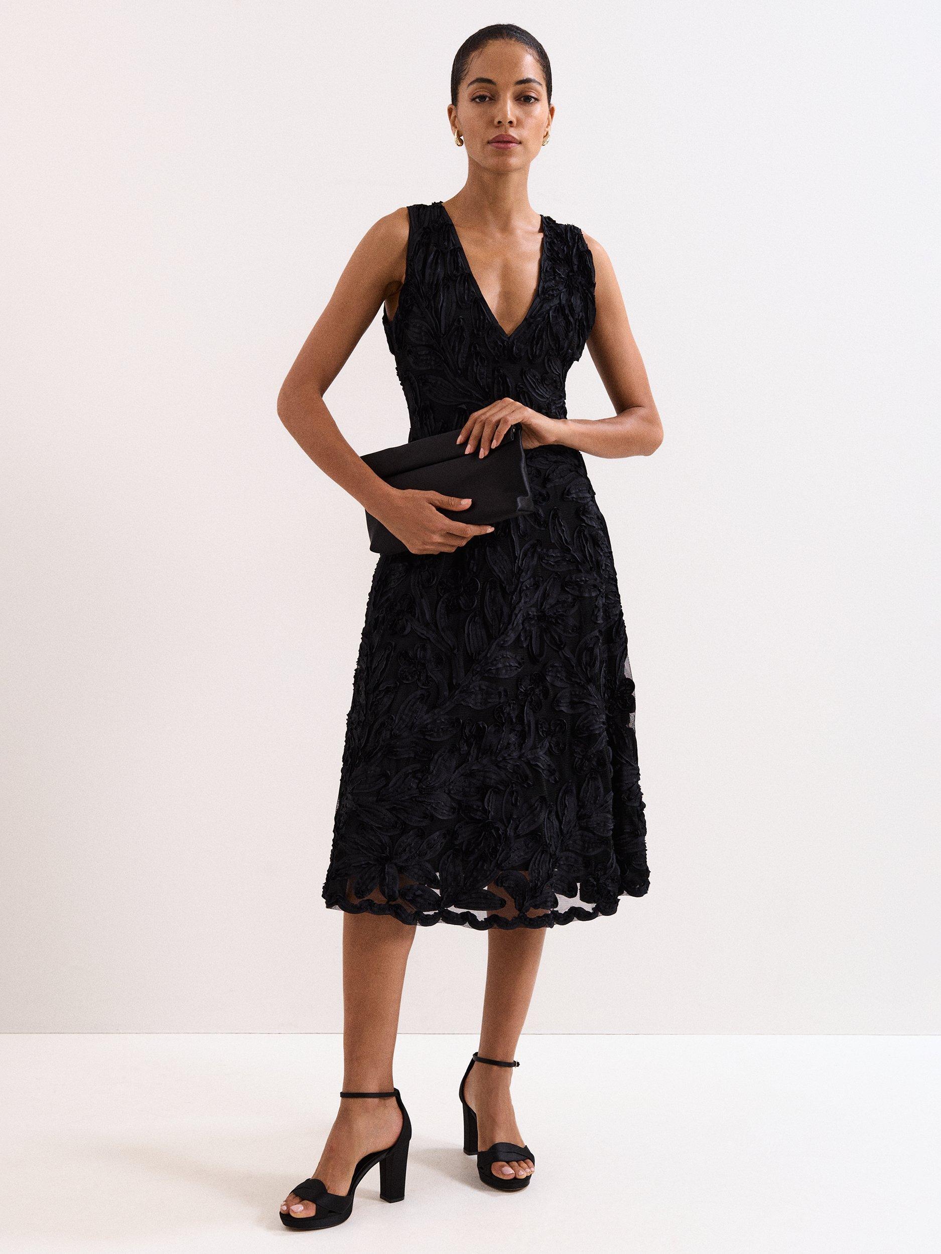 Product image 6 of 6, which shows Phase Eight Satin Rollover Bag, Black, One Size