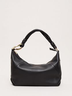 Phase Eight Leather Twisted Grab Bag, Black