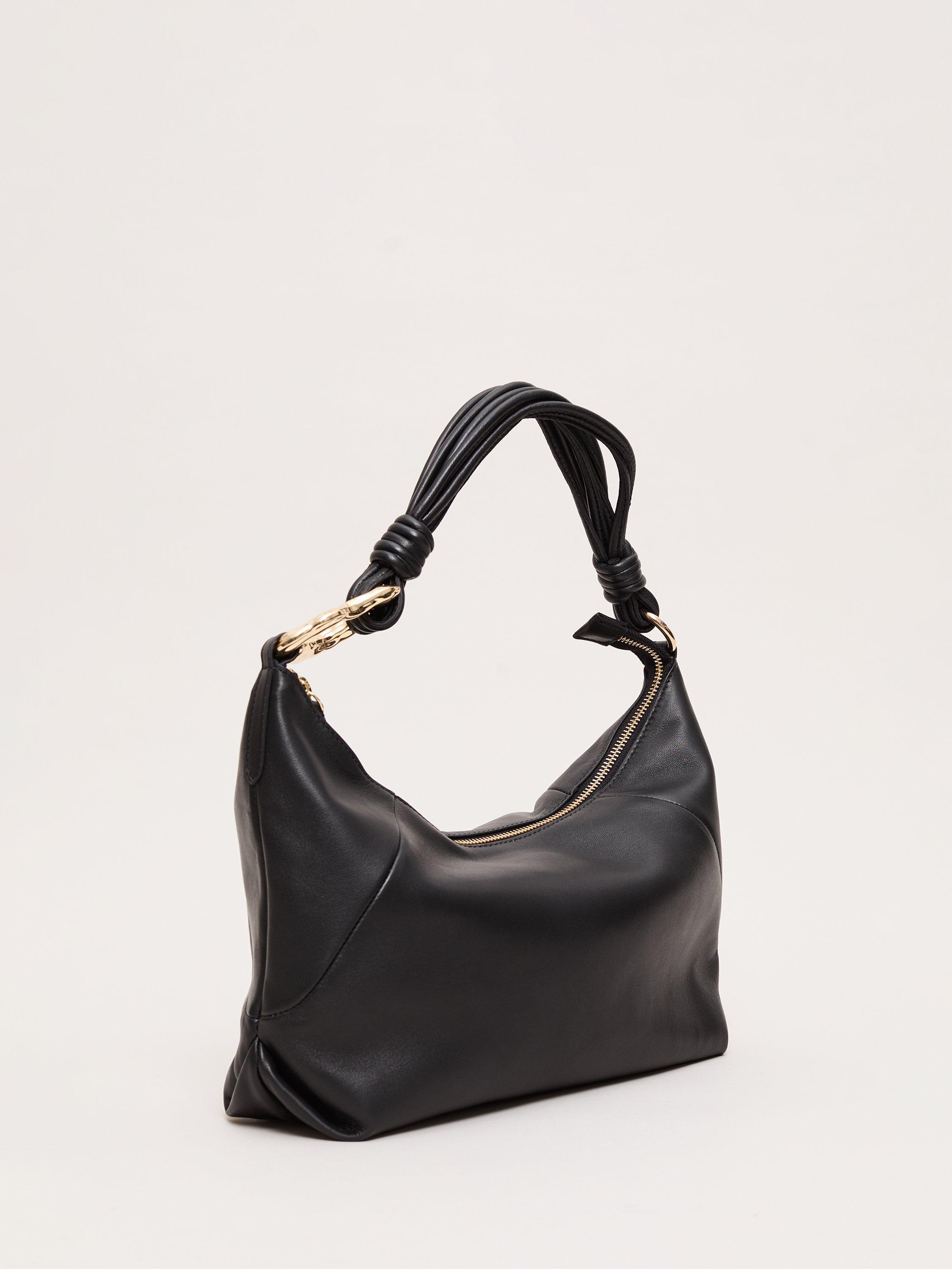 Product image 2 of 7, which shows Phase Eight Leather Twisted Grab Bag, Black, One Size