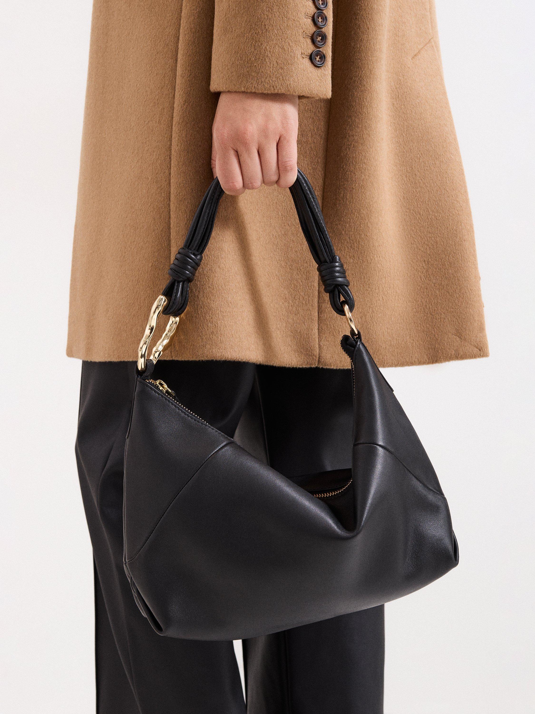 Product image 6 of 7, which shows Phase Eight Leather Twisted Grab Bag, Black, One Size