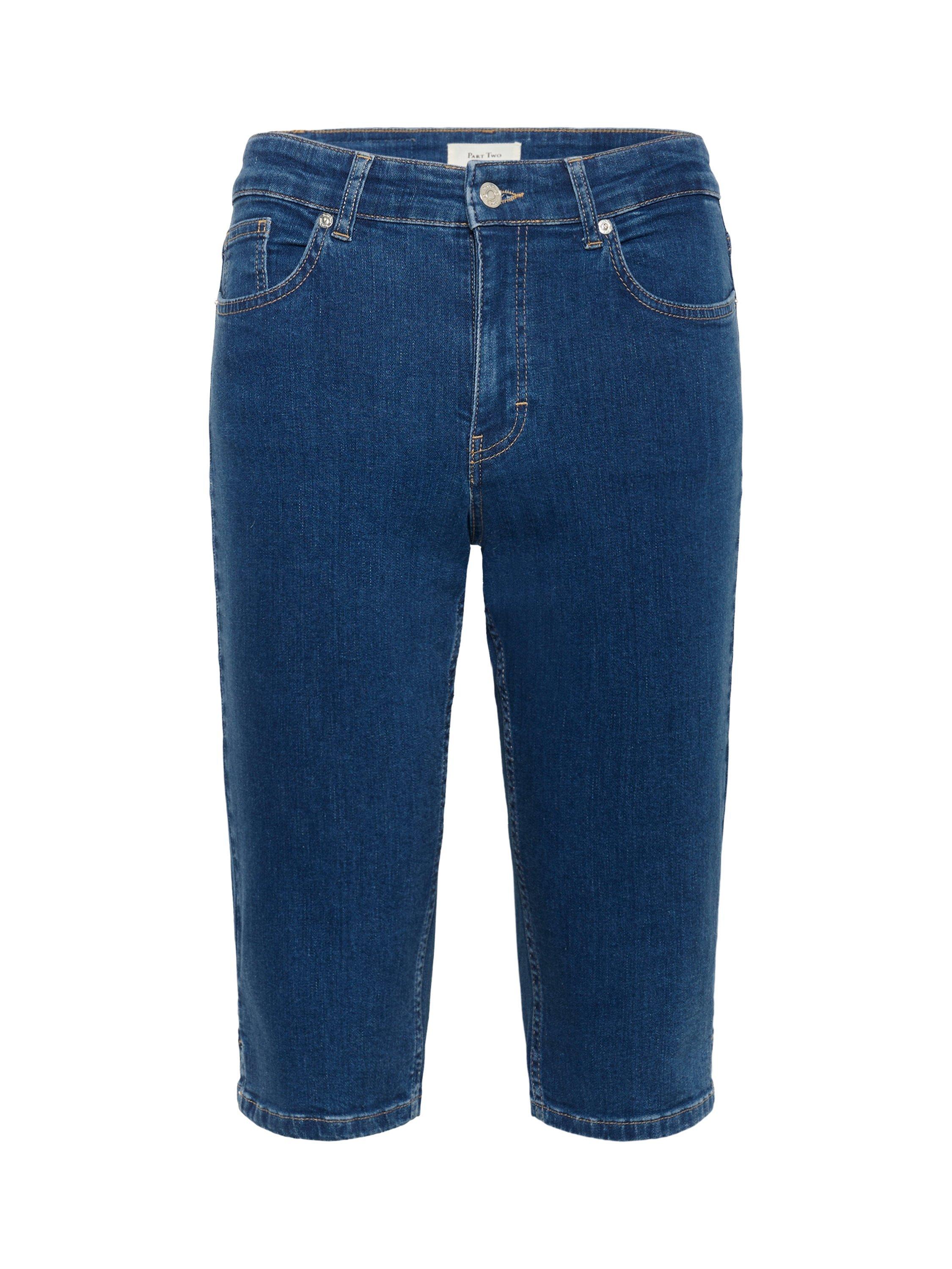 Product image 5 of 6, which shows Part Two Renates Longline Denim Shorts, Mid Blue, 27R