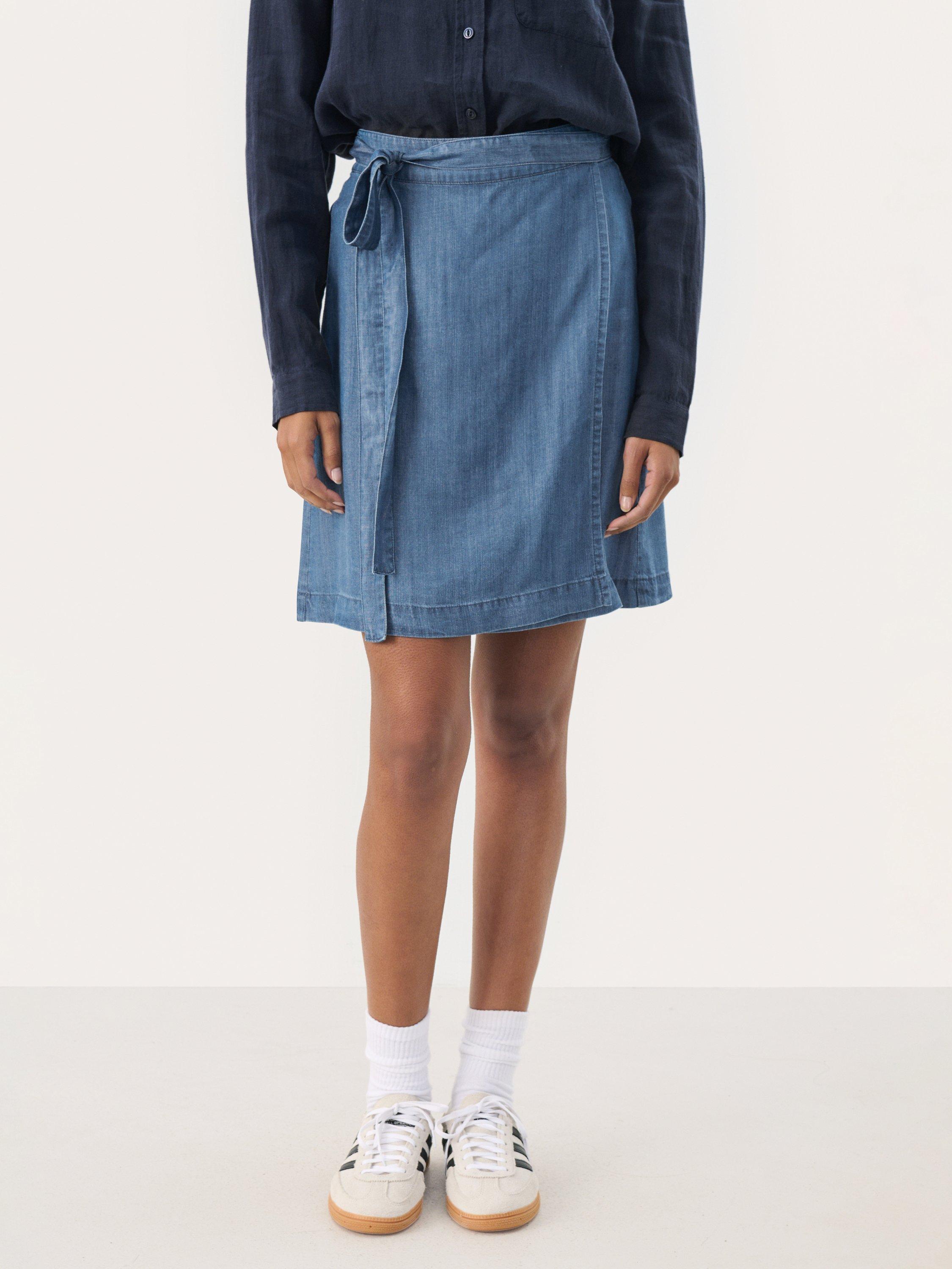 Product image 1 of 6, which shows Part Two Makita Denim Mini Skirt, Mid Blue, 8