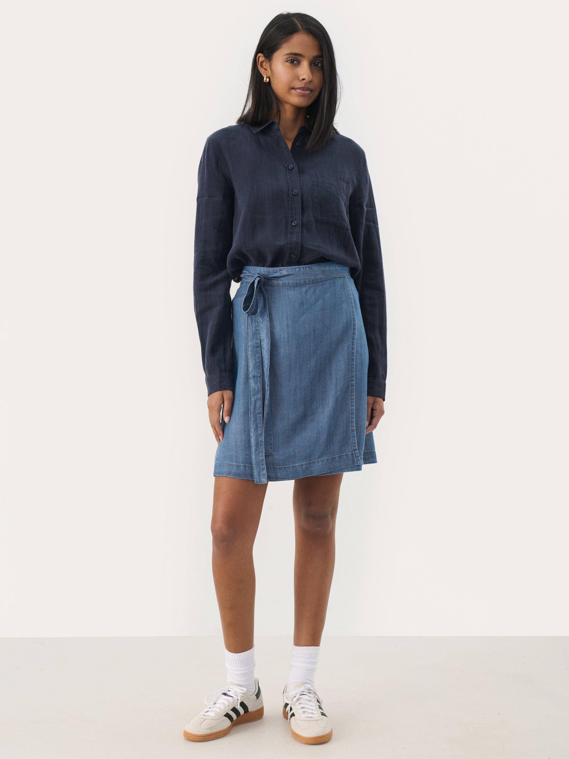 Product image 3 of 6, which shows Part Two Makita Denim Mini Skirt, Mid Blue, 8